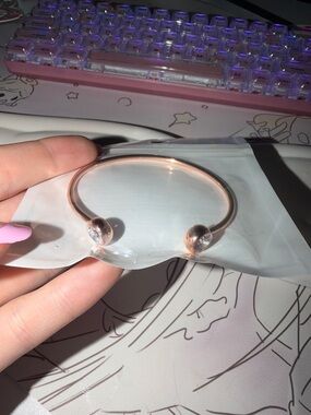 Rose Gold Open Cuff Bracelet with Crystal Endcaps